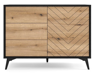 Komoda 104 cm z szufladami MOLLY czarna + jodełka