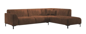 PRAWY Duży koniakowy narożnik LUNA do salonu kanapa narożna sofa rogówka