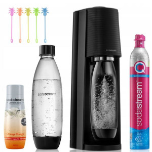Soda Stream Terra CZARNY + syrop BEZ CUKRU owocowy