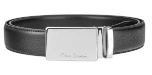 Skórzany pasek męski z minimalistyczną, masywną klamrą — Pierre Cardin