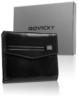 Kompaktowy, stylowy portfel damski ze skóry naturalnej z ochroną RFID — Rov