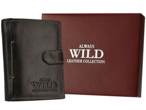 Solidny, skórzany portfel męski pionowy z ochroną RFID — Always Wild