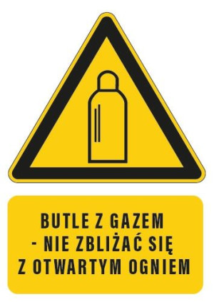 Tabliczka UWAGA BUTLE Z GAZEM ZAKAZ OGNIA 20x30