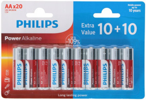 20x Bateria alkaliczna PHILIPS PowerAlkalin LR6 AA