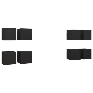 Wiszące szafki TV, 8 szt., czarne, 30,5 x 30 x 30 cm