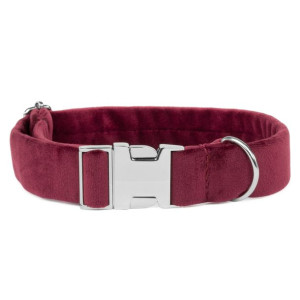 Obroża Welurowa Dla Psa Bordowa 2 Cm M