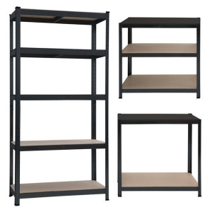 Regał magazynowy metalowy 180x90x40 cm CZARNY szafka półka
