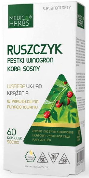 Medica Herbs ruszczyk pestki winogron kora sosny 60k