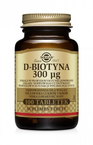 D-biotyna (Witamina B7) 300μg SOLGAR (100tab)