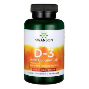 Witamina D3, D-3 w oleju kokosowym 2000IU (60 kaps.)