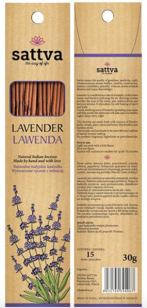 Kadzidła naturalne SATTVA - Lawenda (30g)