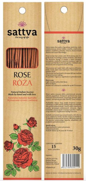 Kadzidła naturalne SATTVA - Róża (30g)