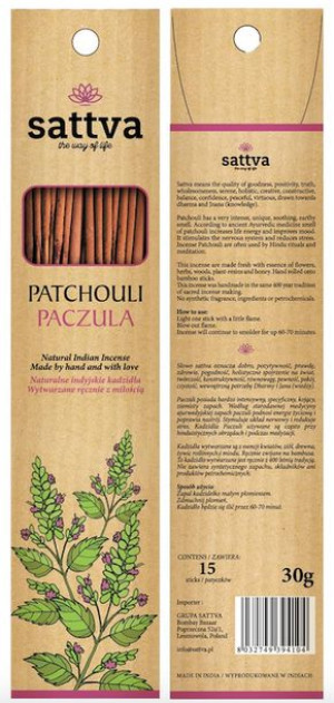 Kadzidła naturalne Paczula SATTVA (30g)