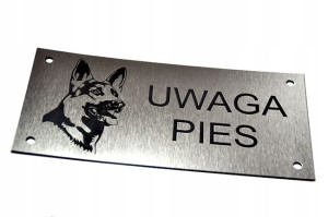 Tabliczka UWAGA PIES, Elegancka na plexi!