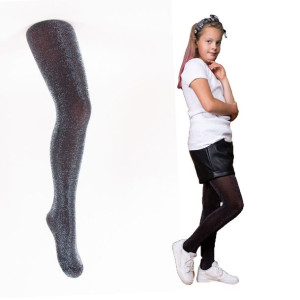 Yoclub Rajstopy METALIZOWANE z Microfibry 60DEN 140/146 czarny
