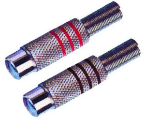 GNI0071A Gniazdo RCA srebrne 3 paski na kabel czarne