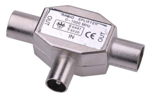 ZLA0362 Złącze trójnik TV wtyk - 2 x gniazdo metal
