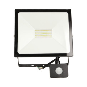 ALLED 50W Naświetlacz LED z PIR, 4000lm, IP44, 4000K, Alu+szkło