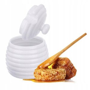 Pojemnik porcelanowy na miód do miodu z pokrywką
