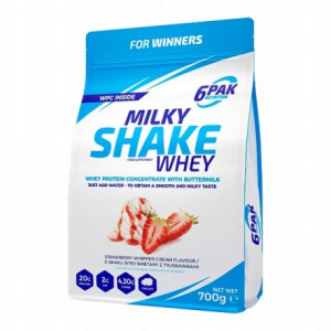 6PAK NUTRITION MILKY SHAKE WHEY 700g - truskawka