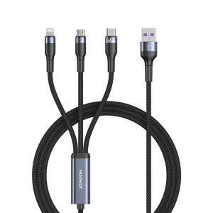 Joyroom 3w1 kabel USB - USB Typ C / micro USB / Lightning 66W 6A 1,2m czarn