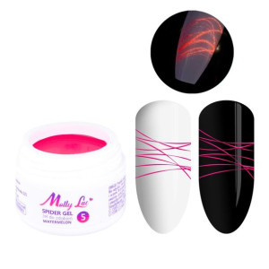 Żel do zdobień Spider Gel MollyLac 3ml Neonowy Watermelon Nr 5