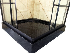 Czarny brodzik 100x100 ze stelażem Loft