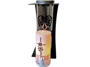 Znicz znicze lampion ROZETA METAL 1+ŚWIECA