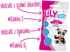 Lily Candy drażetki o smaku maliny na gardło 40 g
