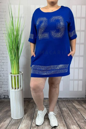 Sukienka Tunika ze Zdobieniami BIG SIZE NAOMI Niebieska 52/6XL