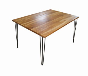 Stół z drewna teakowego rozkładany loft hairpin  o wym.  130 + 40 + 40 cm