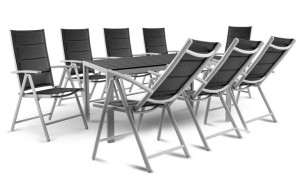 Zestaw Mebli Ogrodowych Stół + 8 Krzeseł Aluminium