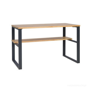 Biurko drewniane DESK LOFTOWE, kolor dębowy, z półką, 77x130x69 cm