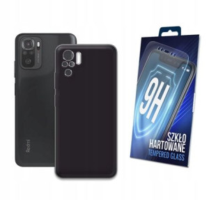 Czarne Etui + Szkło Do Xiaomi Redmi Note 10 Case