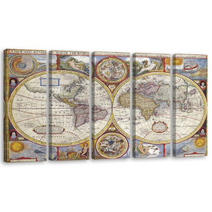 OBRAZ NA PŁÓTNIE Mapa Świata Vintage 150x60