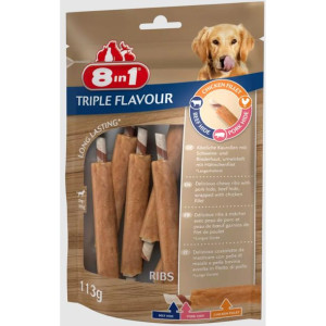 8in1 Triple Flavour Ribs Przysmak Do Żucia Dla Psów 6 sztuk 113 g