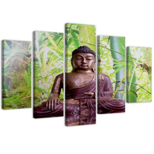 OBRAZ 5 części Buddha Medytacja Zielony 150x100