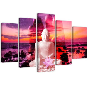 OBRAZ 5 części Buddha Zachód Słońca Morze 150x100