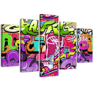 OBRAZ 5 części Abstrakcja Graffiti 150x100