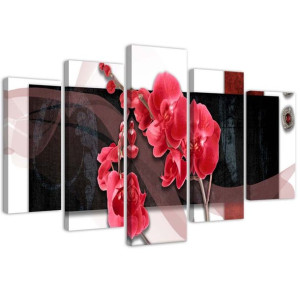 OBRAZ 5 częściowy Orchidea Czerwona 150x100