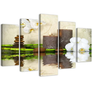 OBRAZ 5 części Zen Spa Świeca Orchidea 100x70