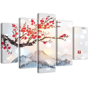 OBRAZ 5 części Japonia Kwiat Wiśni 150x100