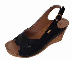 PROMocja czarne SANDAŁY koturn 8 CM nr. 38