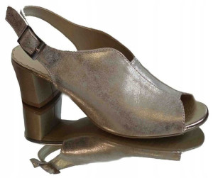 Skórzane sandałki FASHION obcas G H złote 36