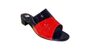 Klapki damskie czarno-czerwone obcas 4cm nr.43