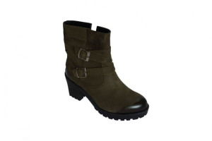Botki oliwka na szerszą stopę obcas 7,7cm nr.37