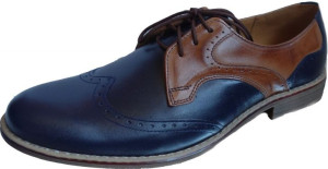 -40% skórzane BUTY męskie granat brąz 40