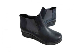 -40% SKÓRZANE botki KOTURN 4 cm granat 37