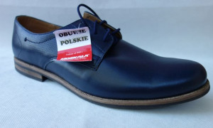 -50% Polskie Skórzane Półbuty Męskie Granat 42