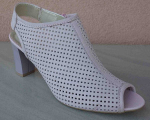 Skórzane sandałki FASHION obcas 8 cm ażur róż  40